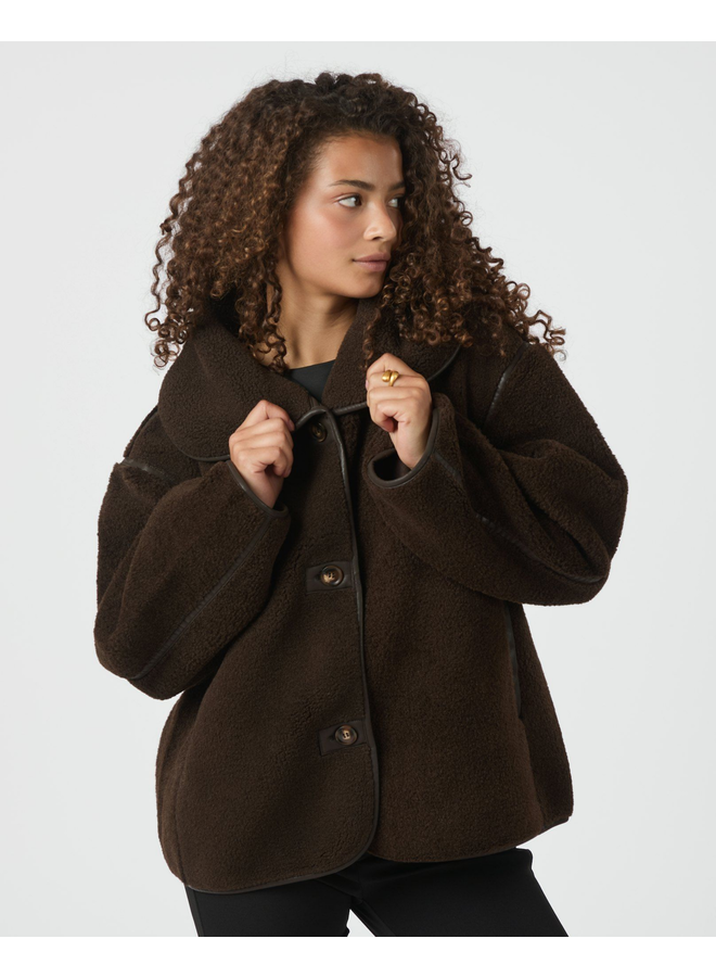 Neo Noir Edmund Teddy Jacket Dark Brown