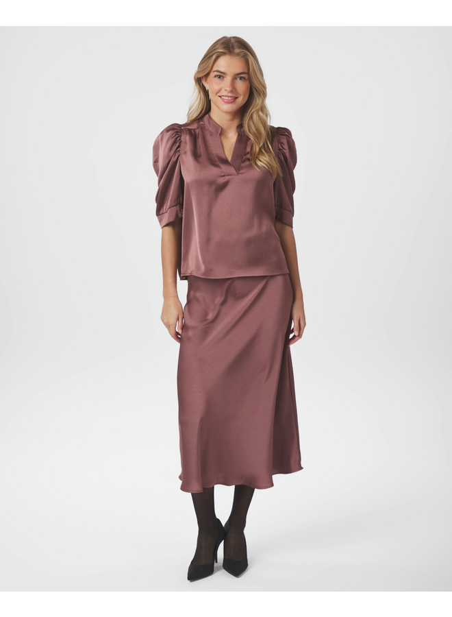 Neo Noir Roella Heavy Sateen Blouse Dark Rose