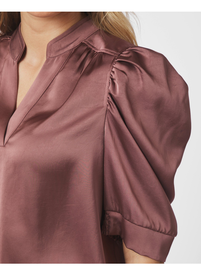 Neo Noir Roella Heavy Sateen Blouse Dark Rose