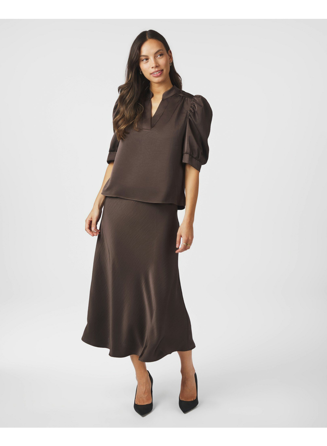 Neo Noir Roella Heavy Sateen Blouse Dark Brown