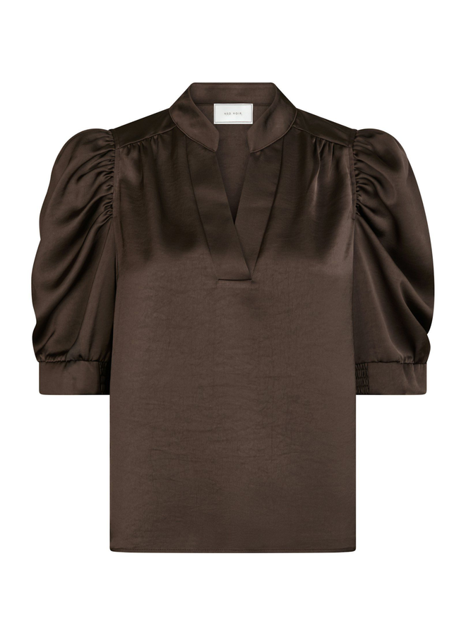 Neo Noir Roella Heavy Sateen Blouse Dark Brown