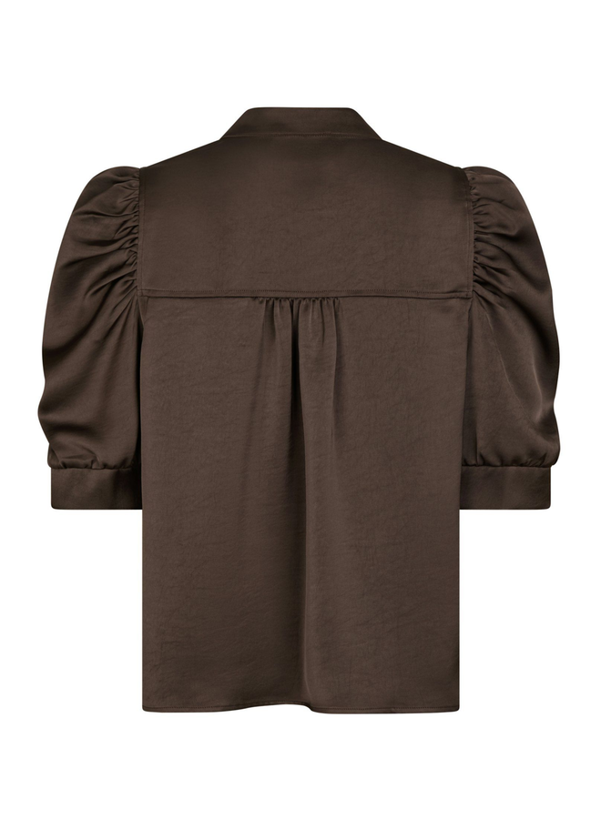 Neo Noir Roella Heavy Sateen Blouse Dark Brown