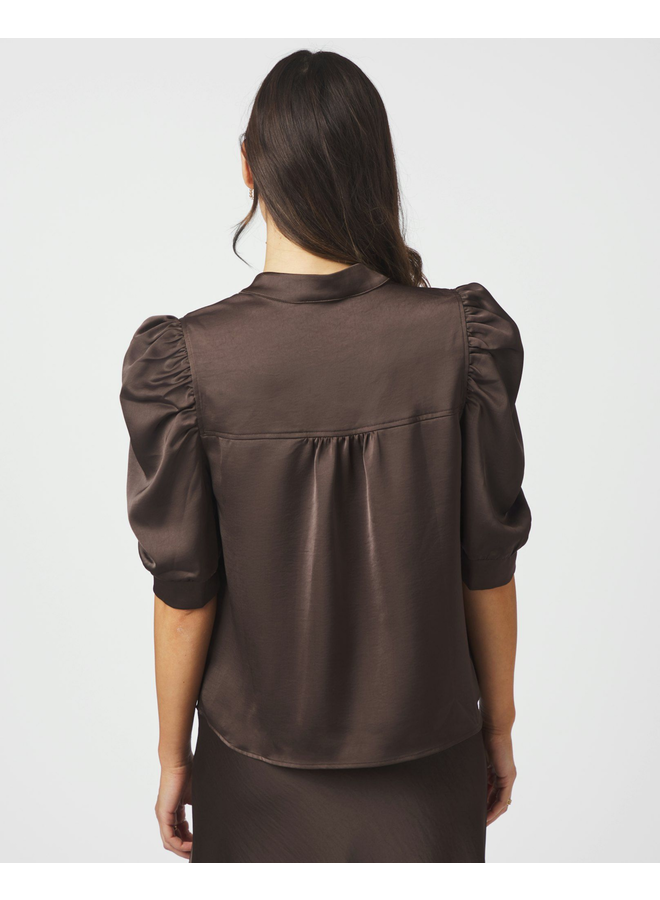 Neo Noir Roella Heavy Sateen Blouse Dark Brown
