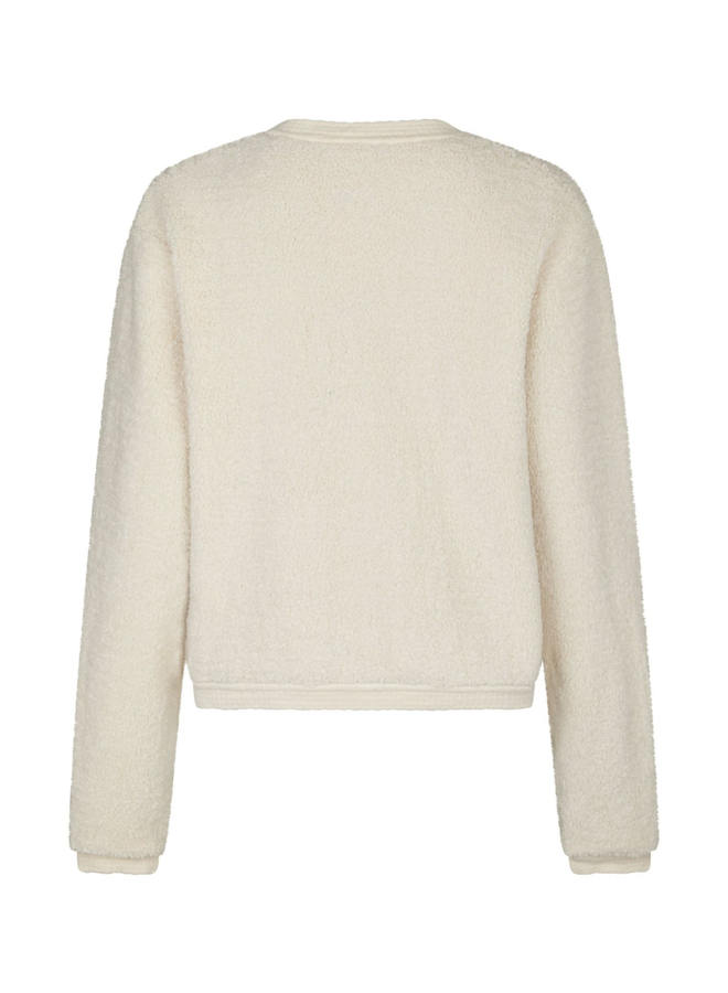 Neo Noir Limo Fluffy Knit Cardigan Creme