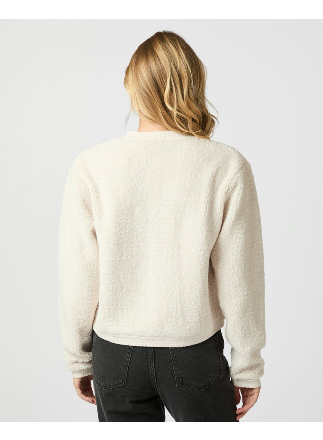 Neo Noir Limo Fluffy Knit Cardigan Creme