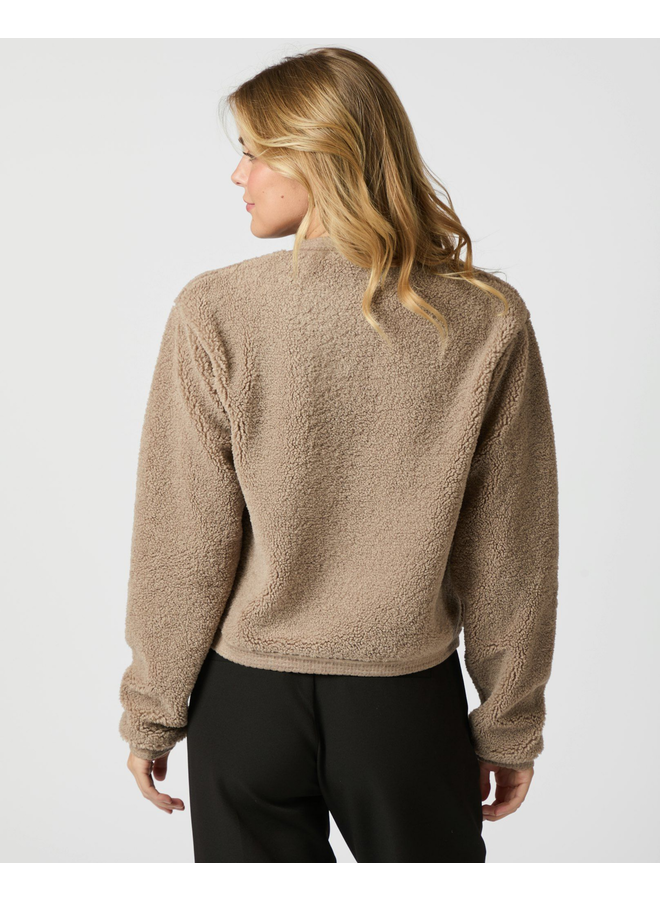 Neo Noir Limo Fluffy Knit Cardigan Dark Sand