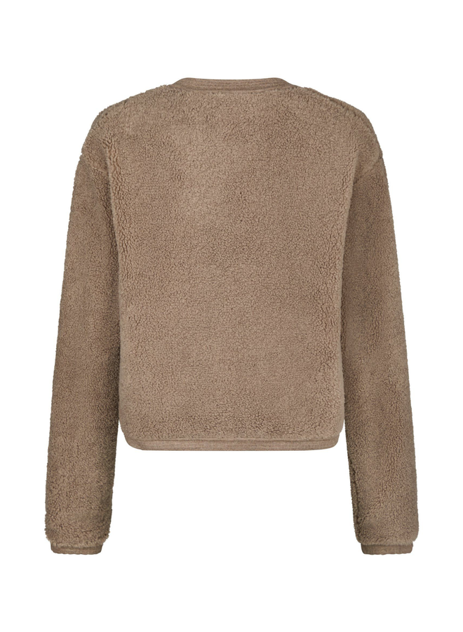 Neo Noir Limo Fluffy Knit Cardigan Dark Sand
