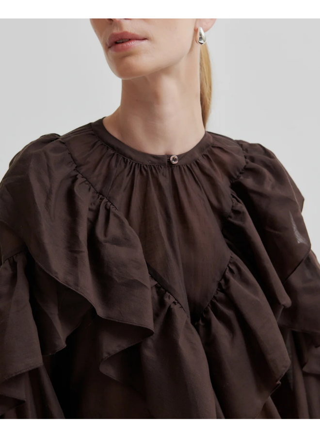 Second Female Fria Frill Blouse Chocolate Plum