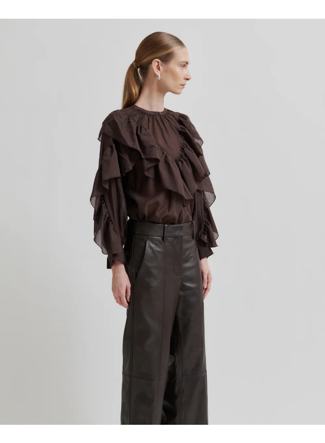 Second Female Fria Frill Blouse Chocolate Plum