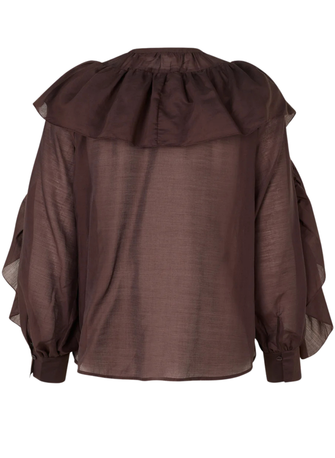Second Female Fria Frill Blouse Chocolate Plum