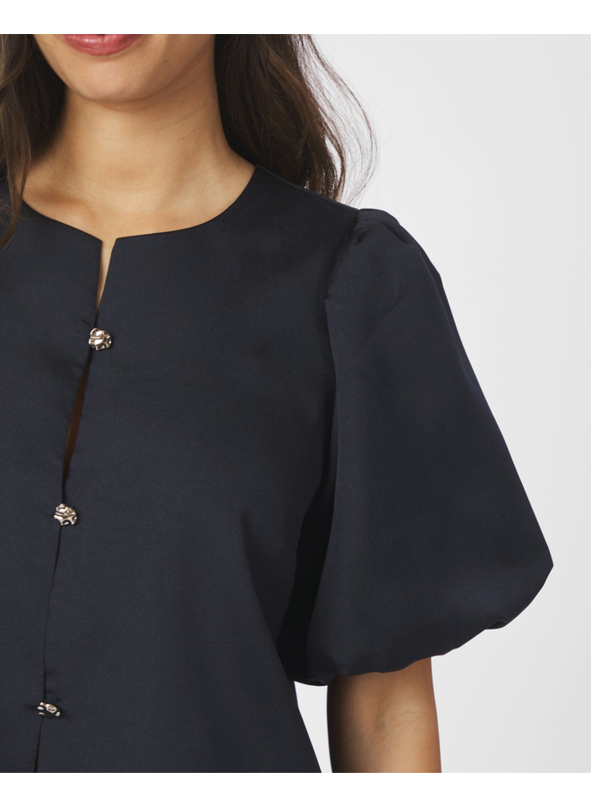 Neo Noir Aisa Dull Satin Blouse Navy