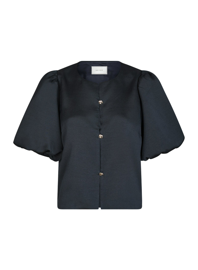 Neo Noir Aisa Dull Satin Blouse Navy