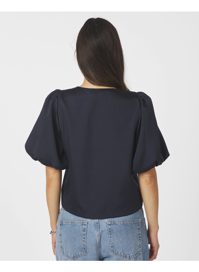 Neo Noir Aisa Dull Satin Blouse Navy
