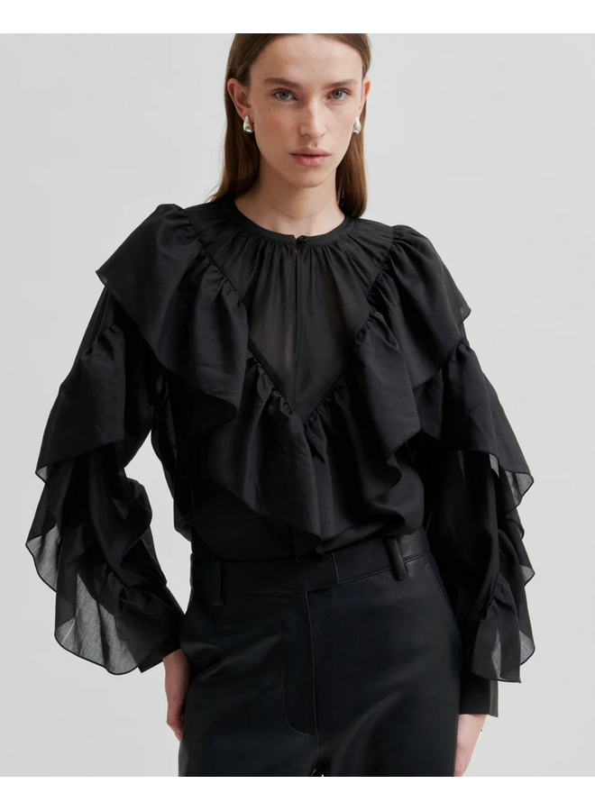 Second Female Fria Frill Blouse Black