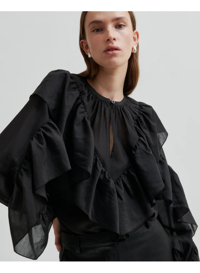 Second Female Fria Frill Blouse Black