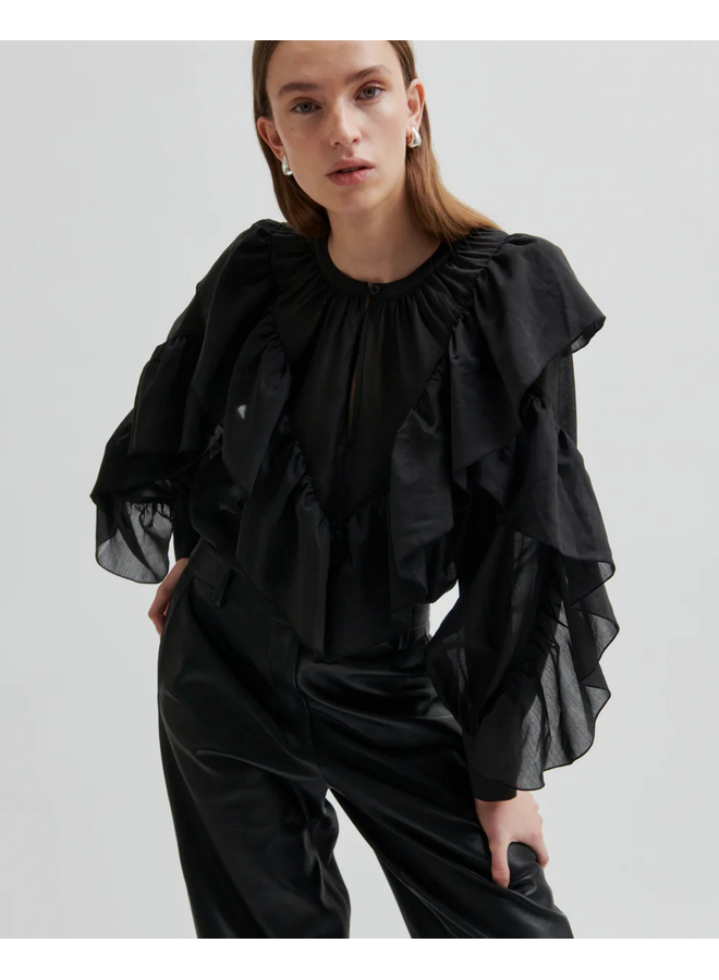 Second Female Fria Frill Blouse Black