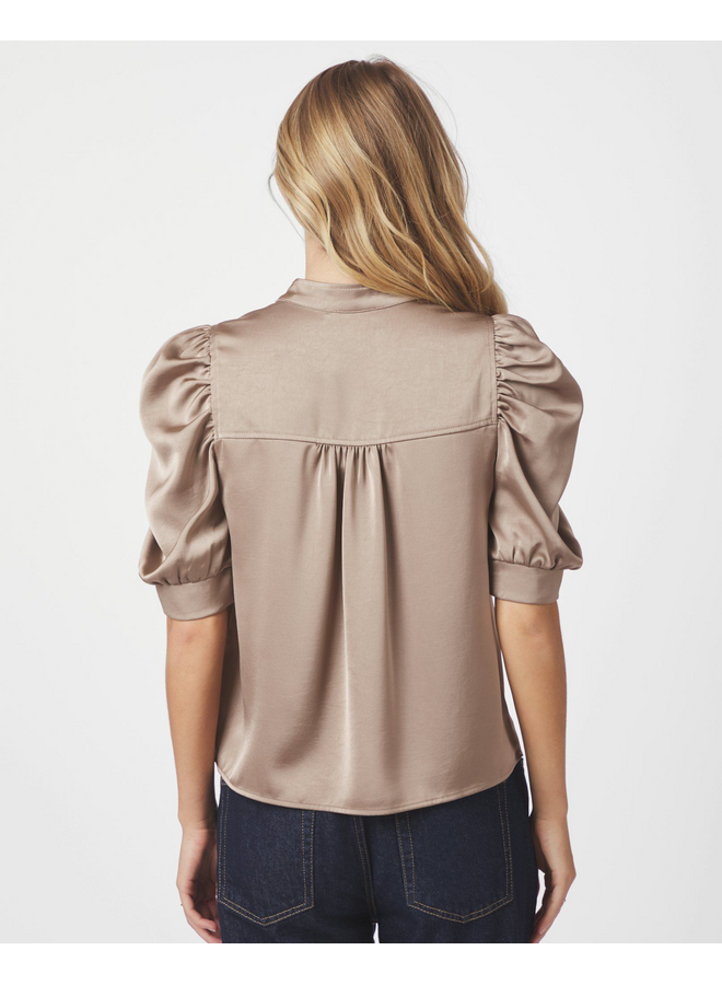 Neo Noir Roella Heavy Sateen Blouse Dark Taupe