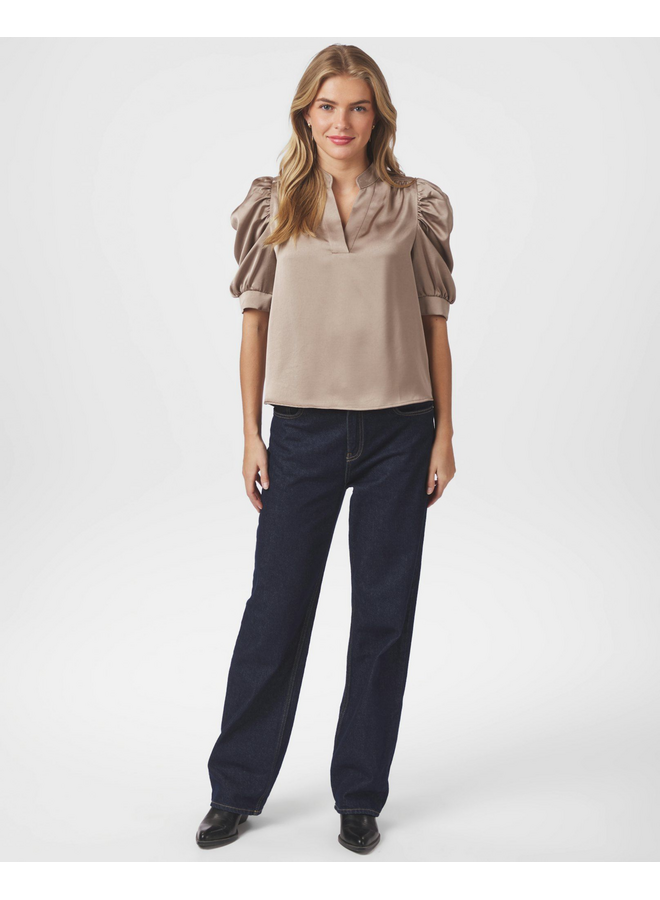 Neo Noir Roella Heavy Sateen Blouse Dark Taupe