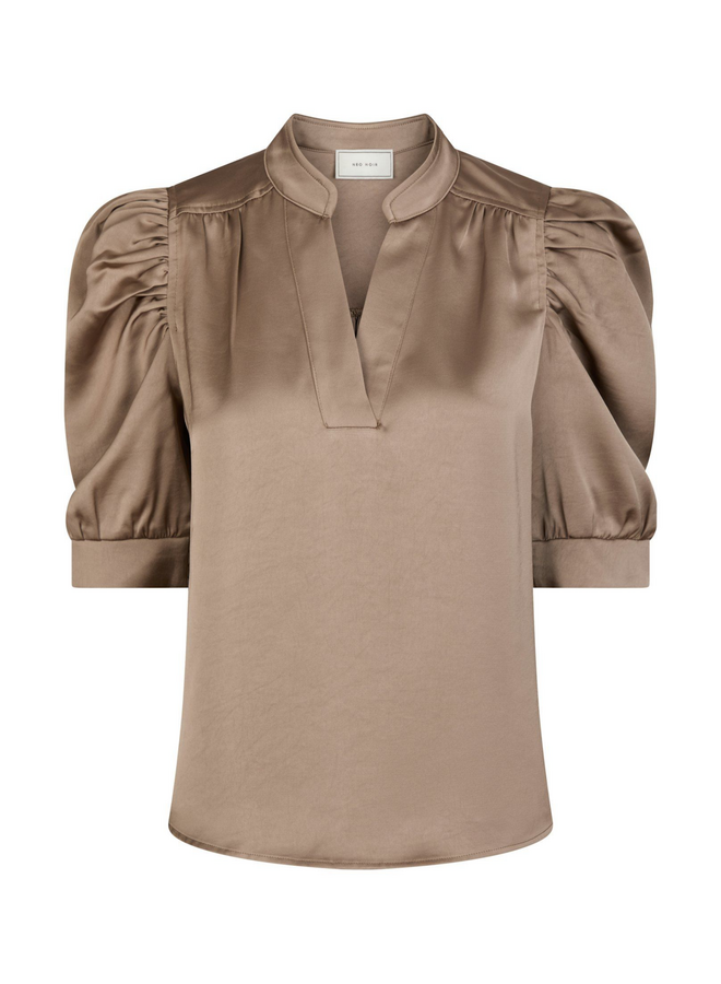 Neo Noir Roella Heavy Sateen Blouse Dark Taupe