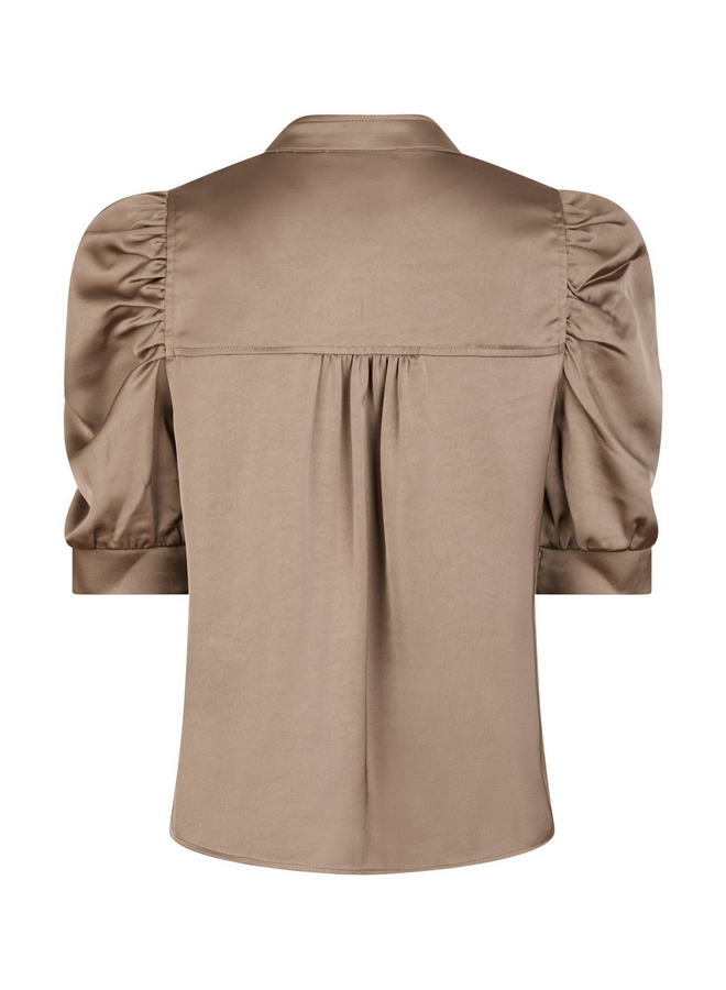 Neo Noir Roella Heavy Sateen Blouse Dark Taupe