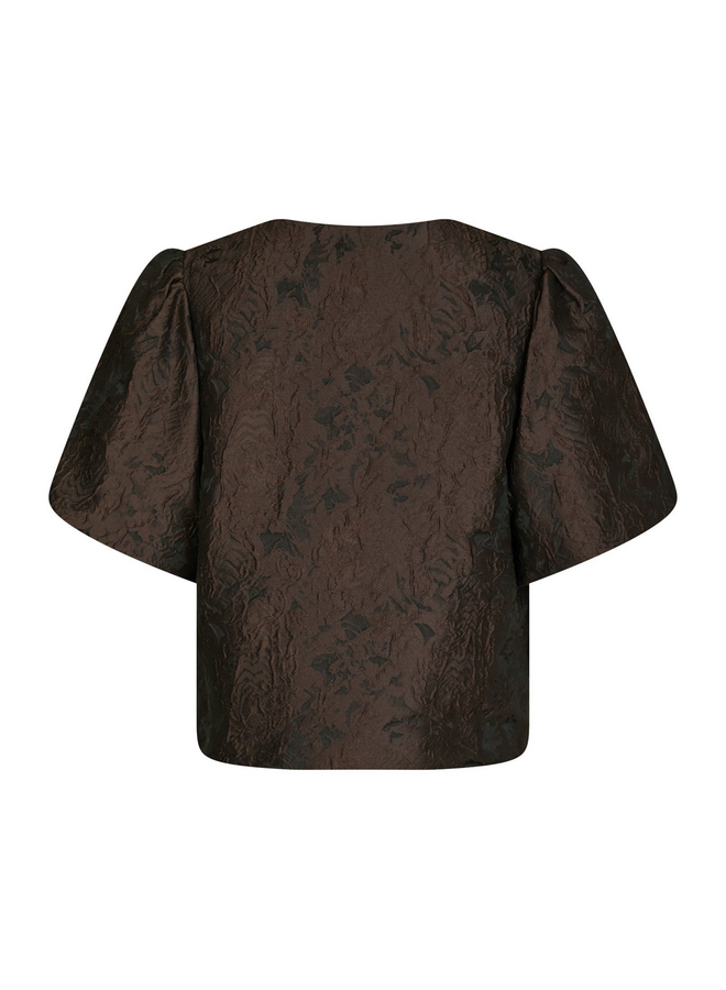 Neo Noir Aisa Brocade Blouse Dark Brown