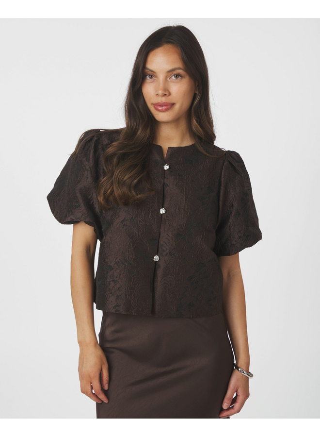 Neo Noir Aisa Brocade Blouse Dark Brown