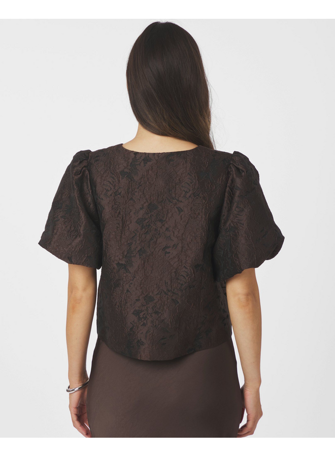 Neo Noir Aisa Brocade Blouse Dark Brown