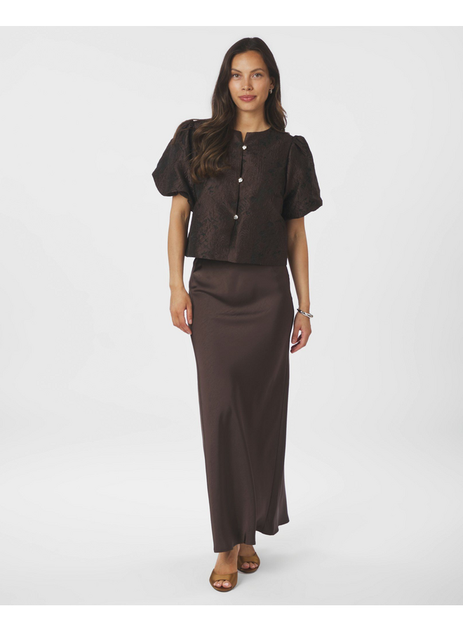 Neo Noir Aisa Brocade Blouse Dark Brown