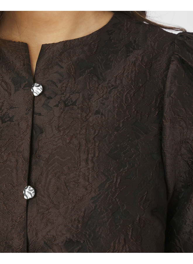 Neo Noir Aisa Brocade Blouse Dark Brown