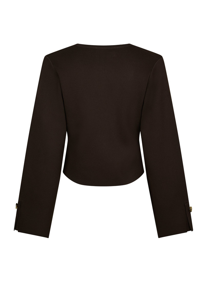 Neo Noir Fulvia Knit Blouse  Dark Brown