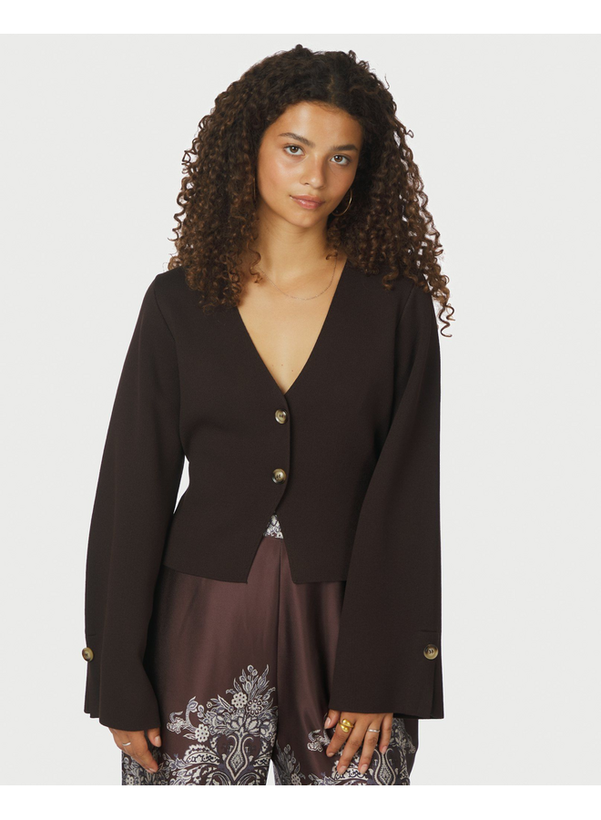 Neo Noir Fulvia Knit Blouse  Dark Brown