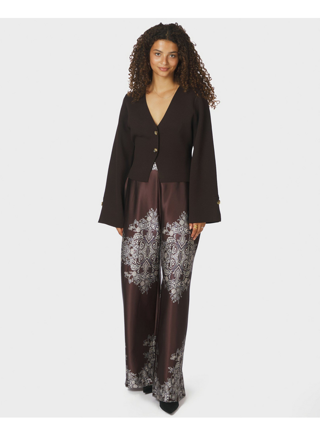 Neo Noir Fulvia Knit Blouse  Dark Brown