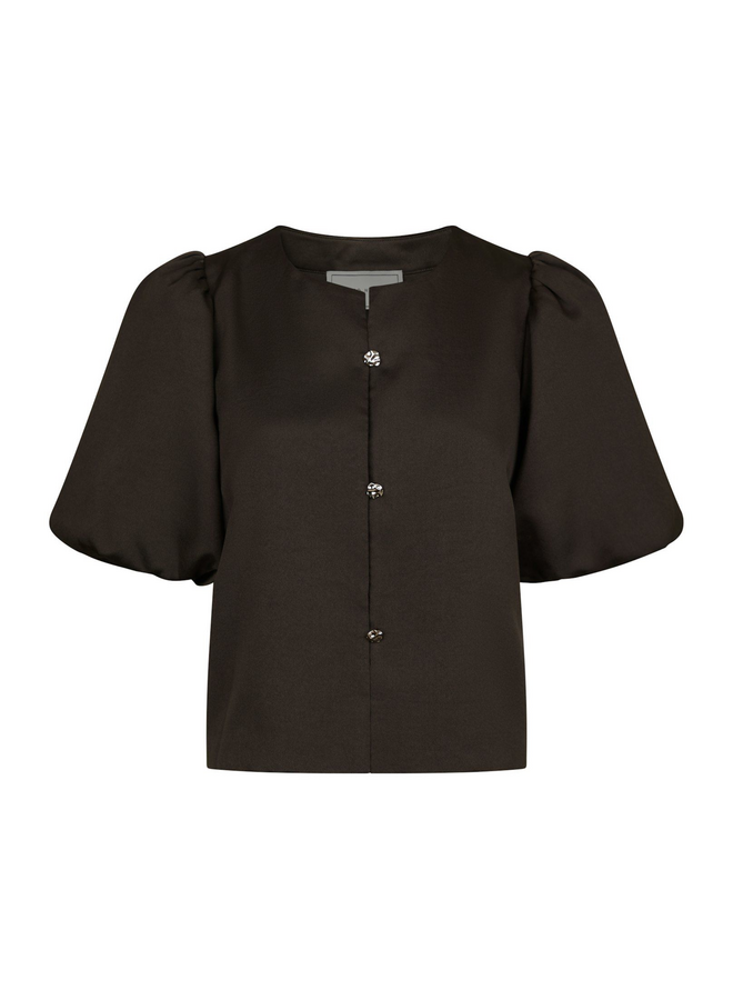 Neo Noir Aisa Dull Satin Blouse Brown