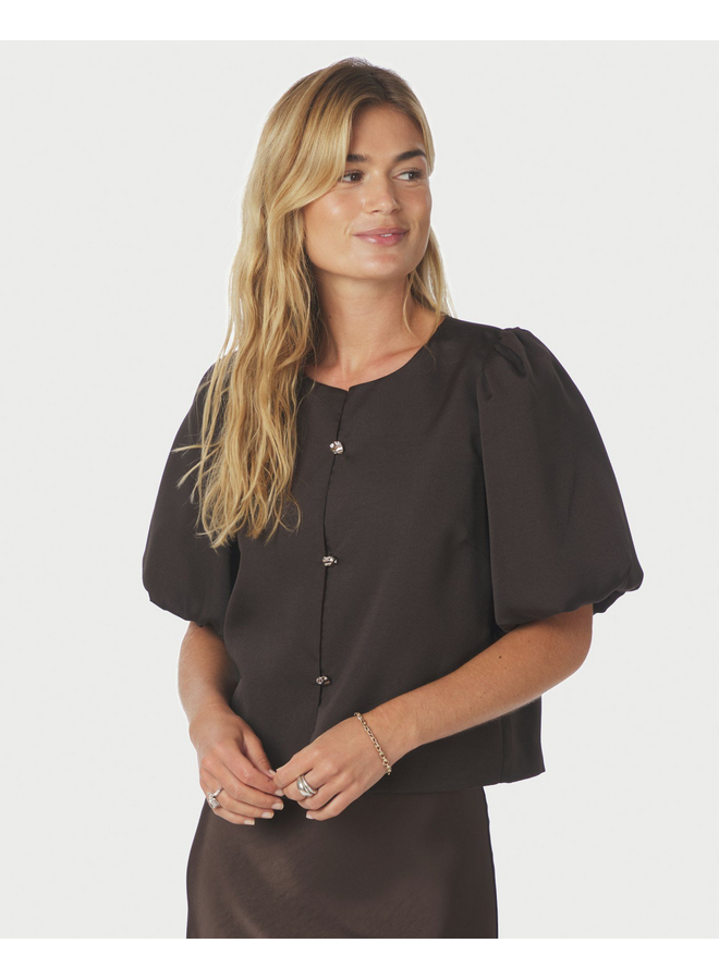 Neo Noir Aisa Dull Satin Blouse Brown