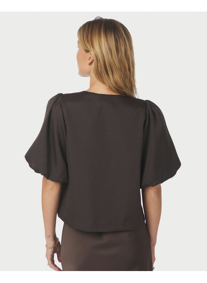 Neo Noir Aisa Dull Satin Blouse Brown