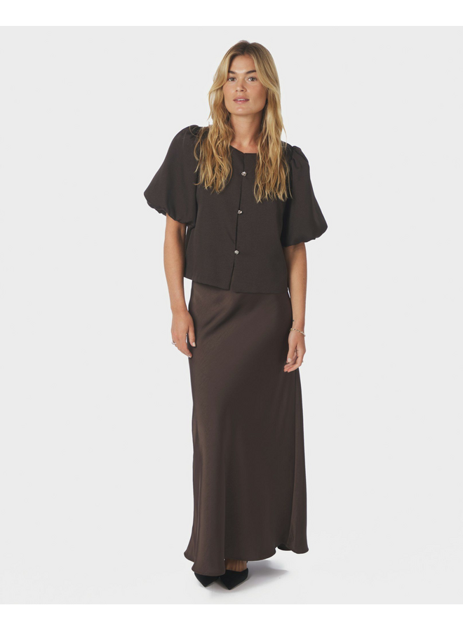 Neo Noir Aisa Dull Satin Blouse Brown