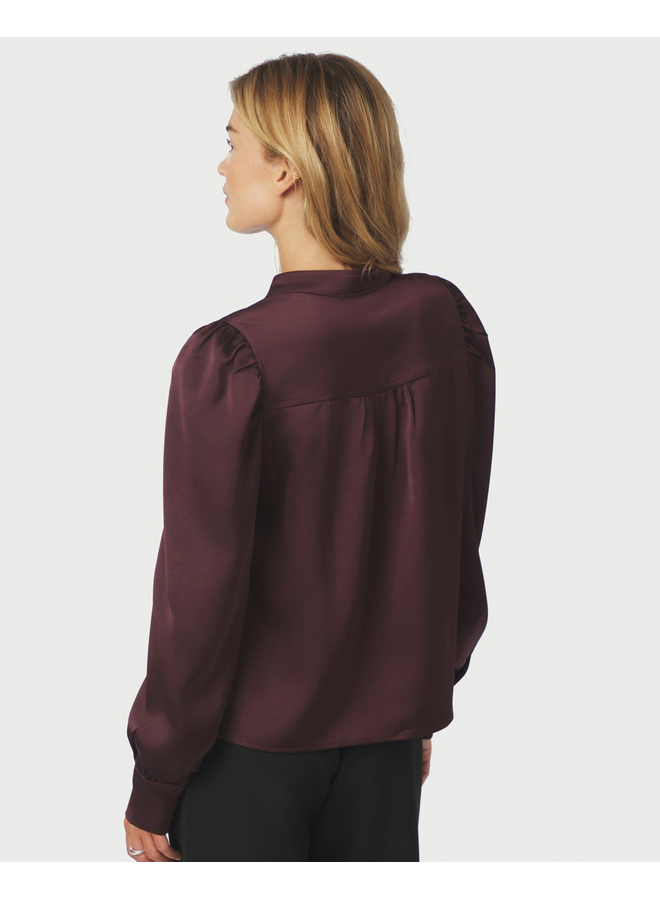 Neo Noir Rosslyn Heavy Sateen Blouse Burgundy