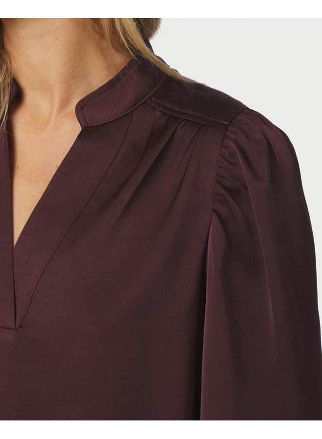 Neo Noir Rosslyn Heavy Sateen Blouse Burgundy