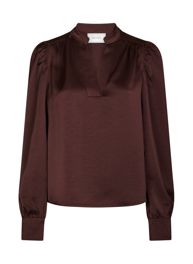 Neo Noir Rosslyn Heavy Sateen Blouse Burgundy
