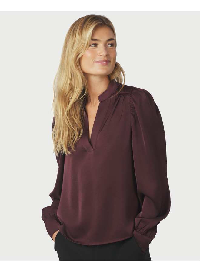 Neo Noir Rosslyn Heavy Sateen Blouse Burgundy
