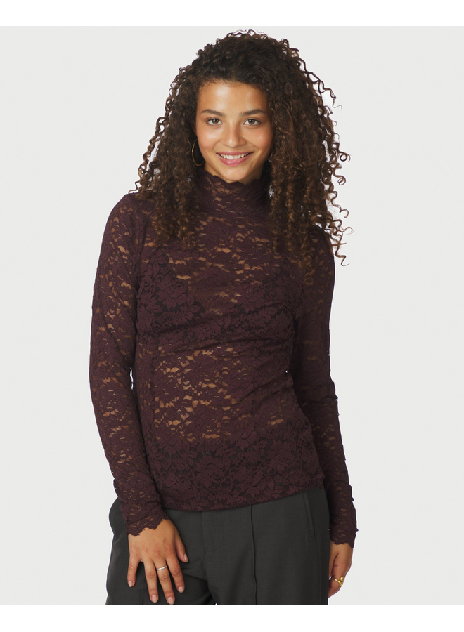 Neo Noir Liza Laceflower Blouse Burgundy