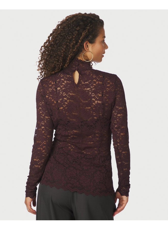 Neo Noir Liza Laceflower Blouse Burgundy