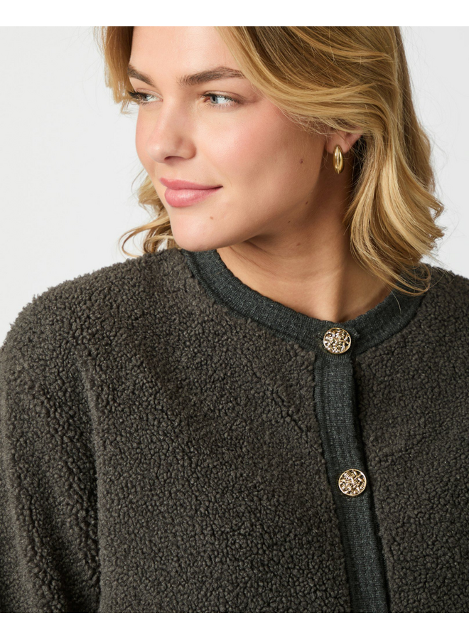 Neo Noir Limo Fluffy Knit Cardigan Antracit