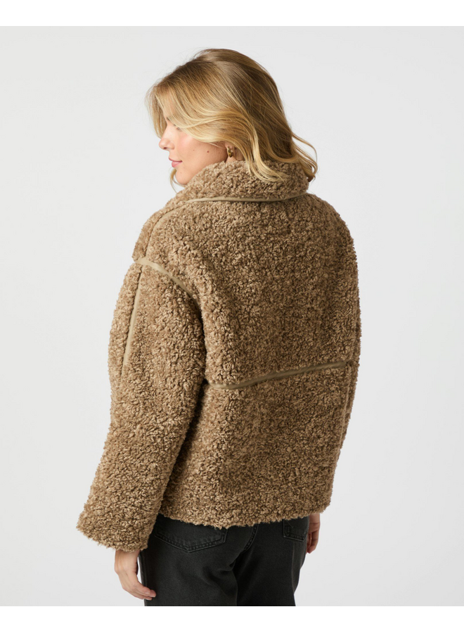 Neo Noir Castor Faux Fur Jacket Taupe