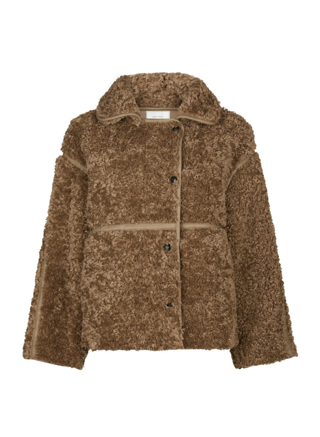 Neo Noir Castor Faux Fur Jacket Taupe