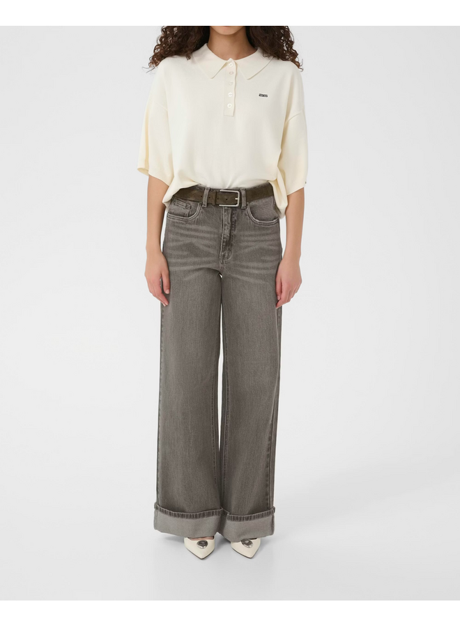 Gestuz Sara HW Wide Jeans Washed Light Grey