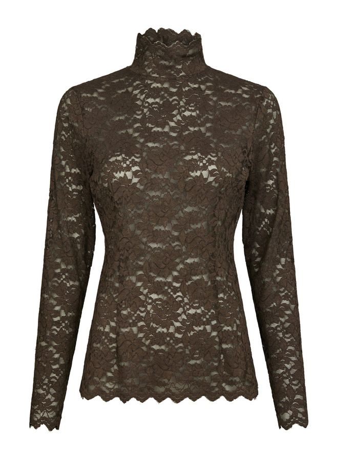 Neo Noir Liza Laceflower Blouse Chocolate Brown