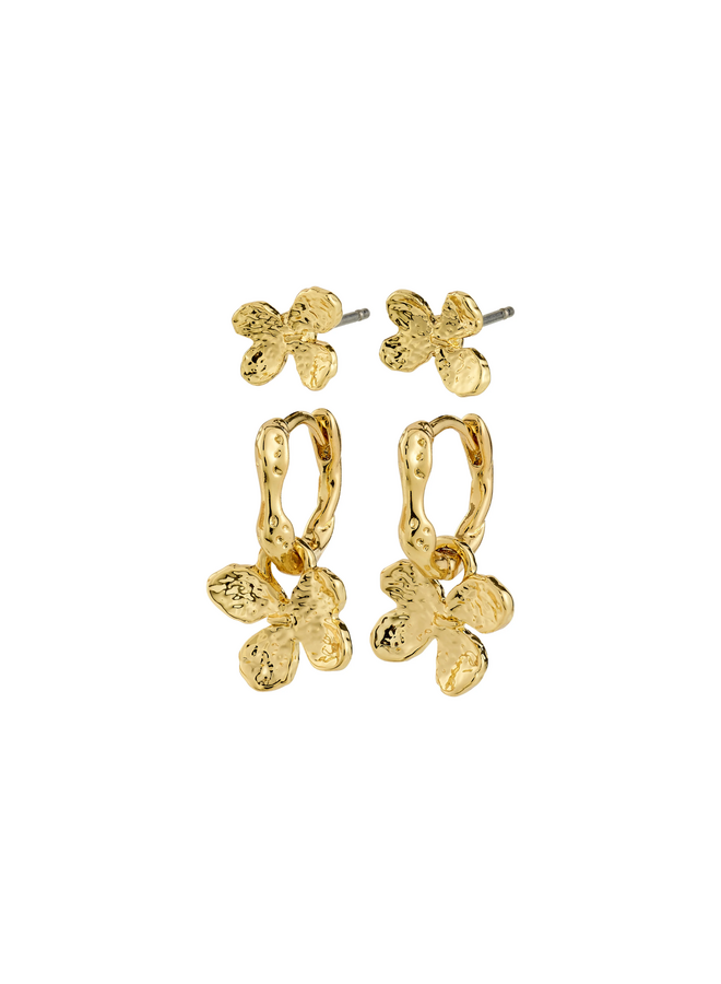 Pilgrim AJANI earrings 2-in-1 set, gold-plated