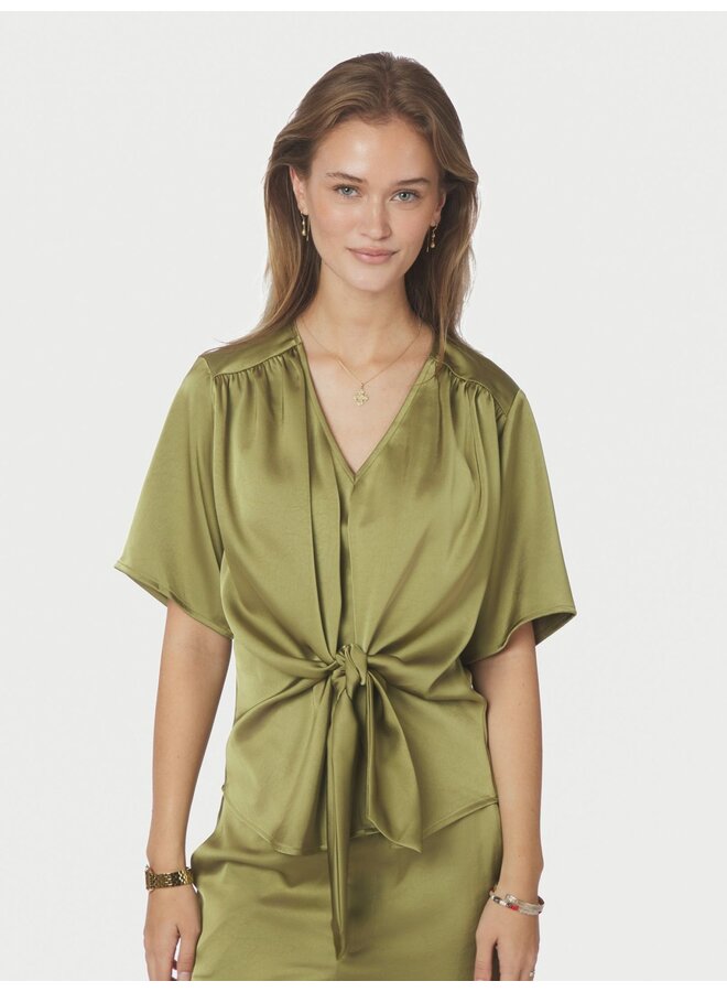 Neo Noir Casadia Heavy Sateen Blouse Sage Green