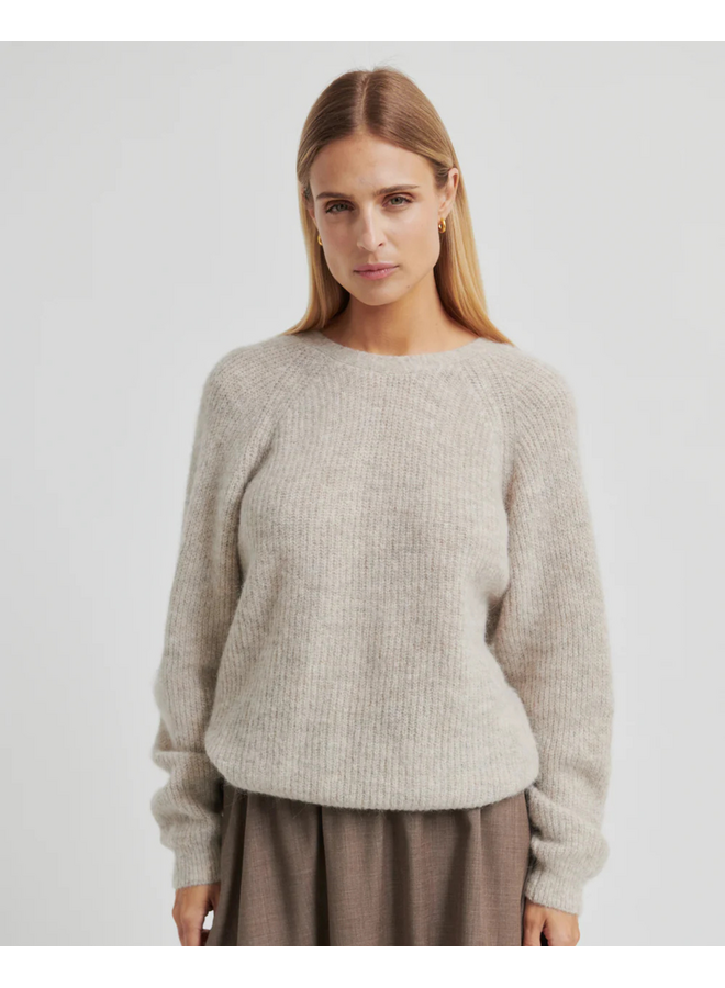 Second Female Flare Knit Light Beige Melange